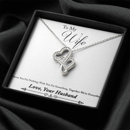 To Wife From Husband 1 Double Hearts Necklace