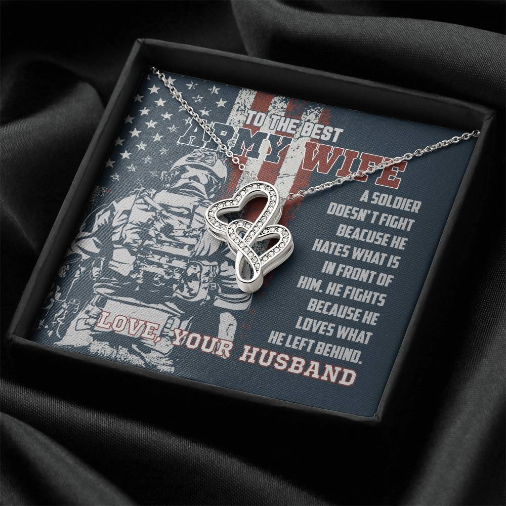 To The Best Army Wife Double Hearts Necklace