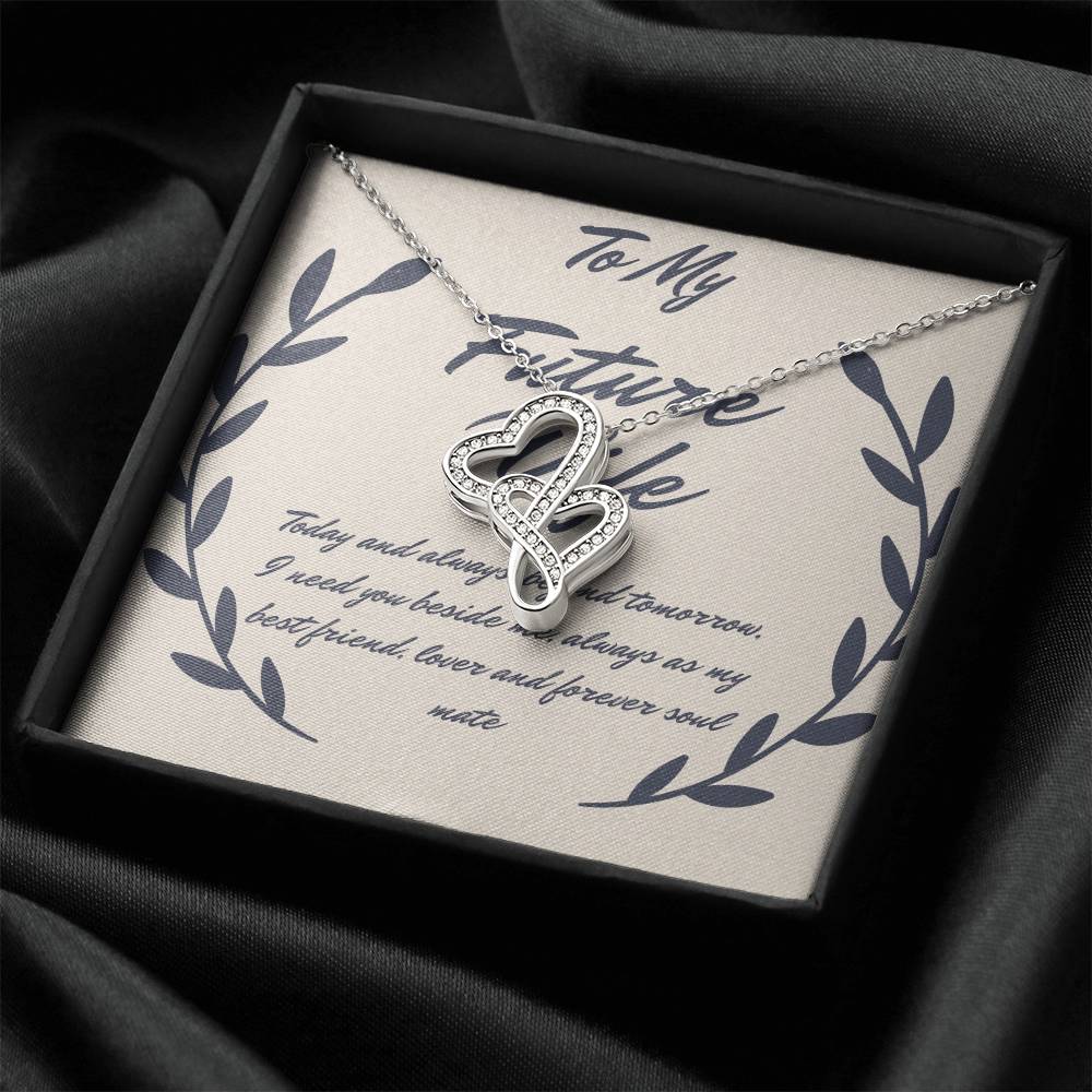 Gift For Future Wife  Gorgeous  Double Hearts Necklace