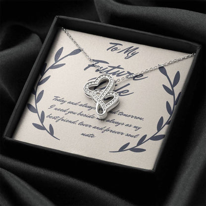 Gift For Future Wife  Gorgeous  Double Hearts Necklace