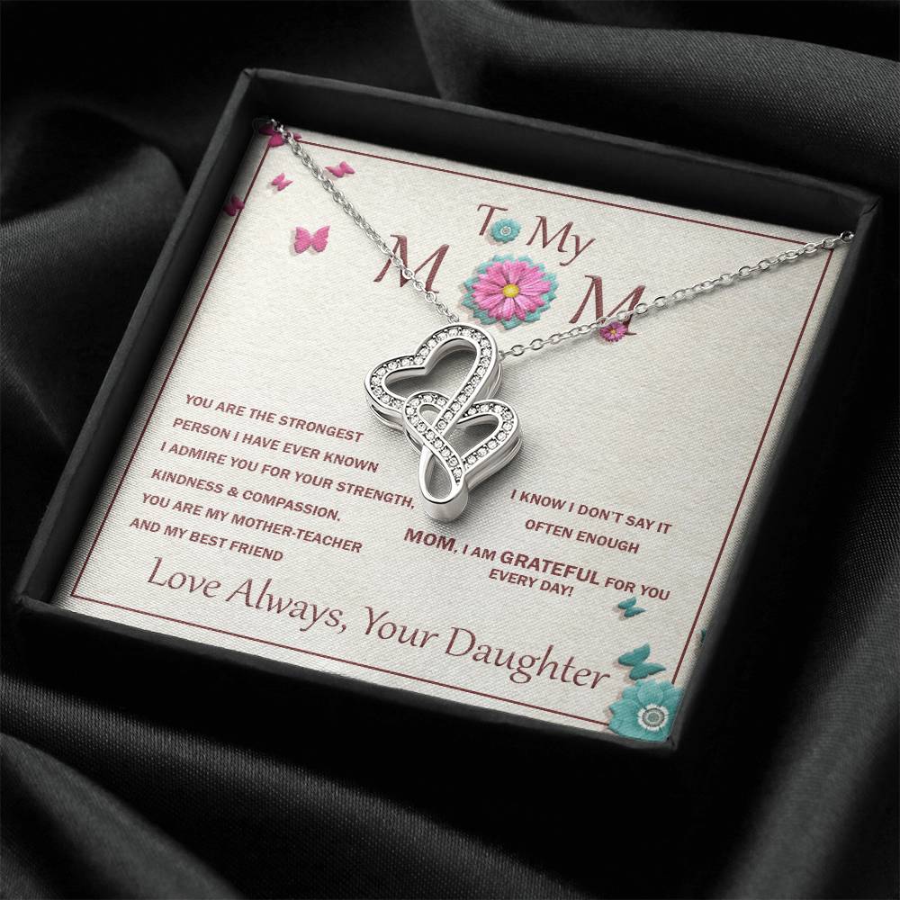 For Mother With Message Card 1 Double Hearts Necklace