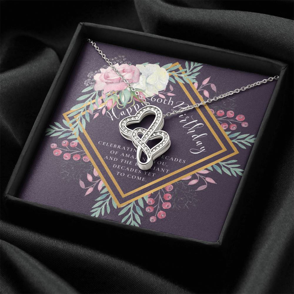 60Th Birthday Gifts For Women  Necklace For Her  6 Decade Jewelry  60 Years Old  60Th Birthday Gift Necklace  Jewelry  Double Hearts Necklace