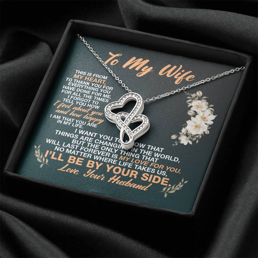 To My Wife Necklace Gift Anniversary Gift Gifts For Her Valentines Gift For Wife Birthday Gift Gift For Wife - To My W Double Hearts Necklace