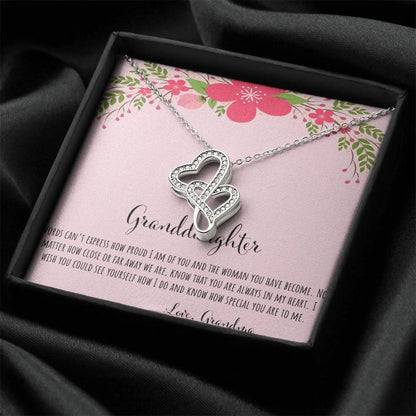 Words Can't Express How Proud I Am - Pink Double Hearts Necklace