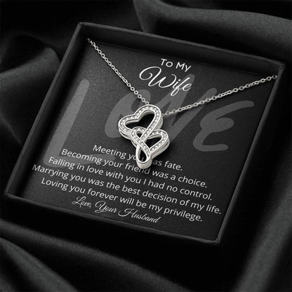 To My Wife Double Hearts Pendant Necklace Double Hearts Necklace