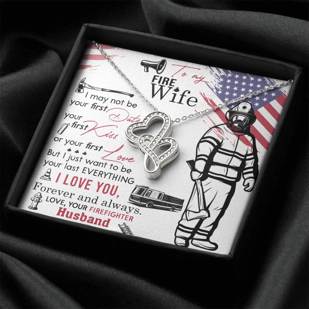 Double Heart Love Necklace - Best Necklace For Firefighter Wife Double Hearts Necklace