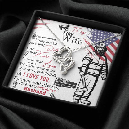 Double Heart Love Necklace - Best Necklace For Firefighter Wife Double Hearts Necklace