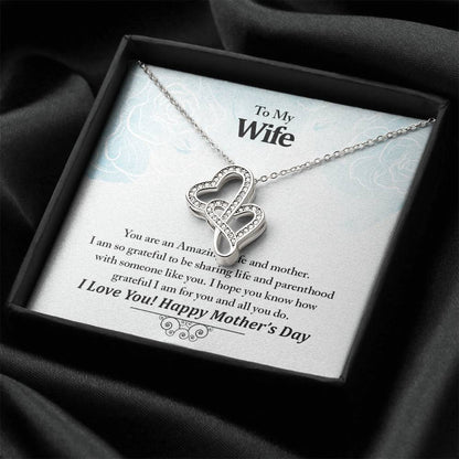 To My Wife Your An Amazing Wife And Mother Never - Ending Love Necklace - Amazing Wife Double Heart Necklace-Anniversa Double Hearts Necklace