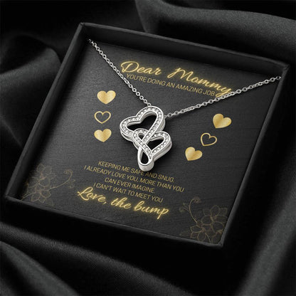 Dear Mommy - Love The Bump Black Double Hearts Necklace