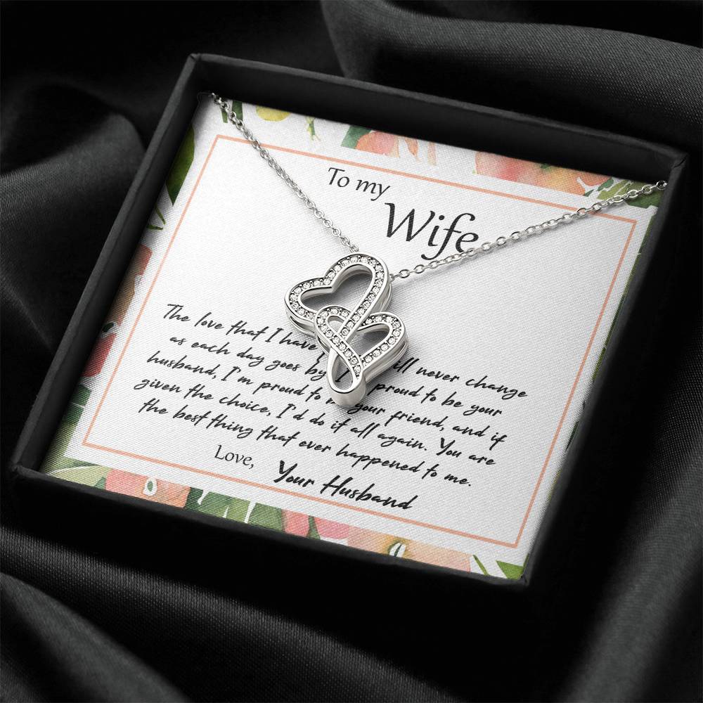 To My Wife The Love That I Have For You - Leaf Double Hearts Necklace