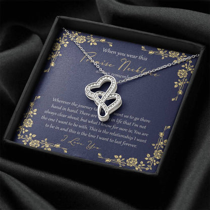 Wherever This Journey Takes Us - Navy Double Hearts Necklace
