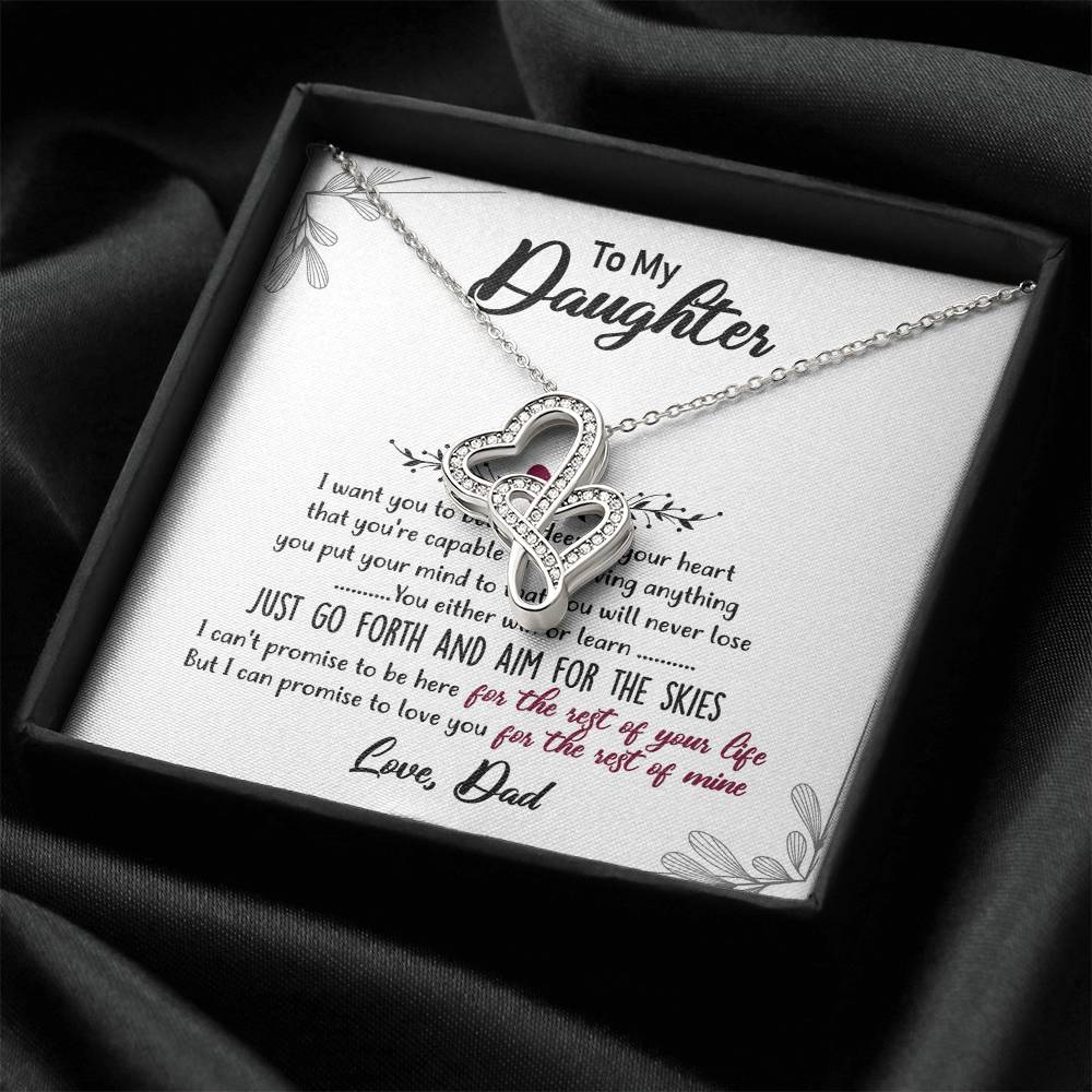 Double Heart Necklace Gift - To Daughter From Dad Necklace - Dad And Daughter Never Forget I Love You Gift From Dad -  2 Double Hearts Necklace
