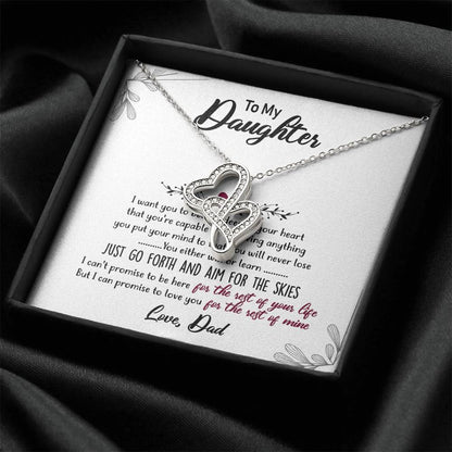 Double Heart Necklace Gift - To Daughter From Dad Necklace - Dad And Daughter Never Forget I Love You Gift From Dad -  2 Double Hearts Necklace
