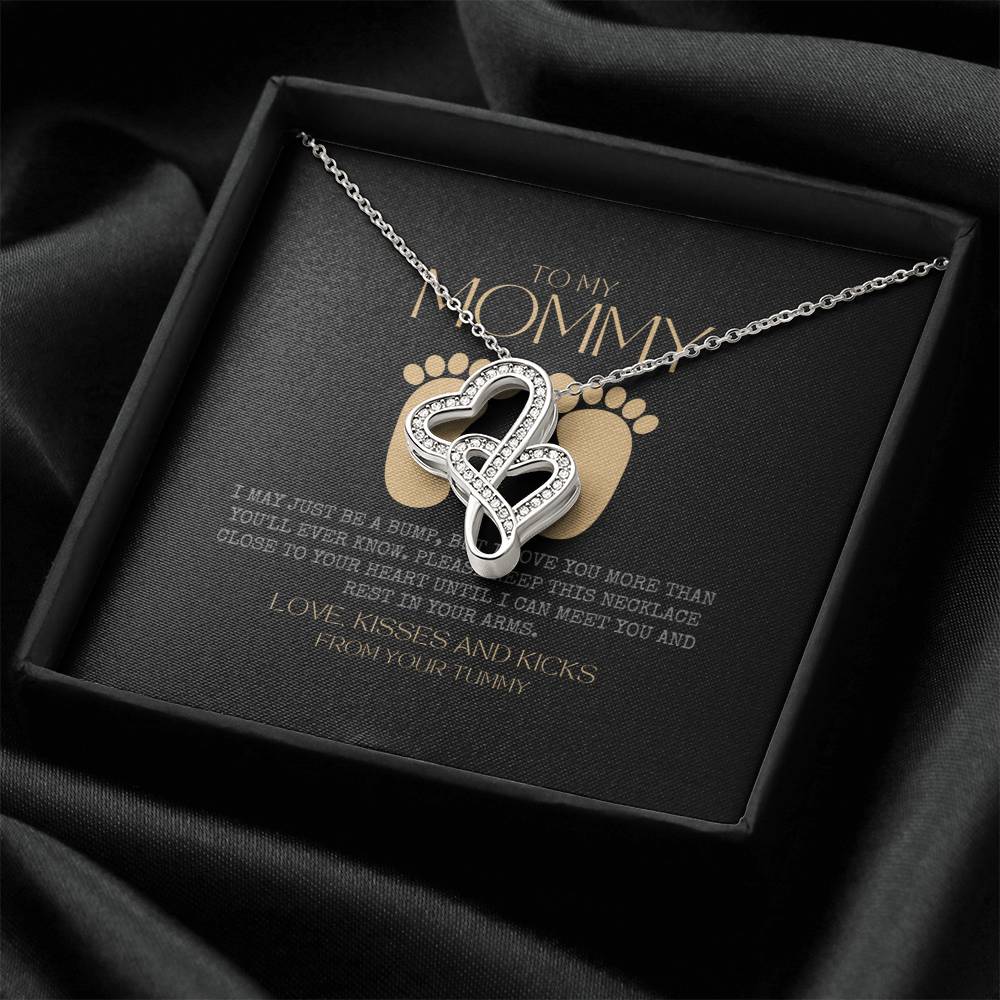 Baby Shower Gift New Mommy Necklace Pregnant Wife Gift To My Mommy I May Just Be A Bump But I Love You More Than You E Double Hearts Necklace