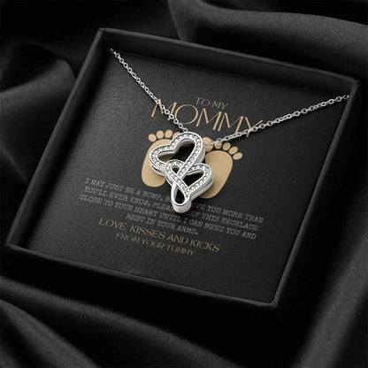 Baby Shower Gift New Mommy Necklace Pregnant Wife Gift To My Mommy I May Just Be A Bump But I Love You More Than You E Double Hearts Necklace