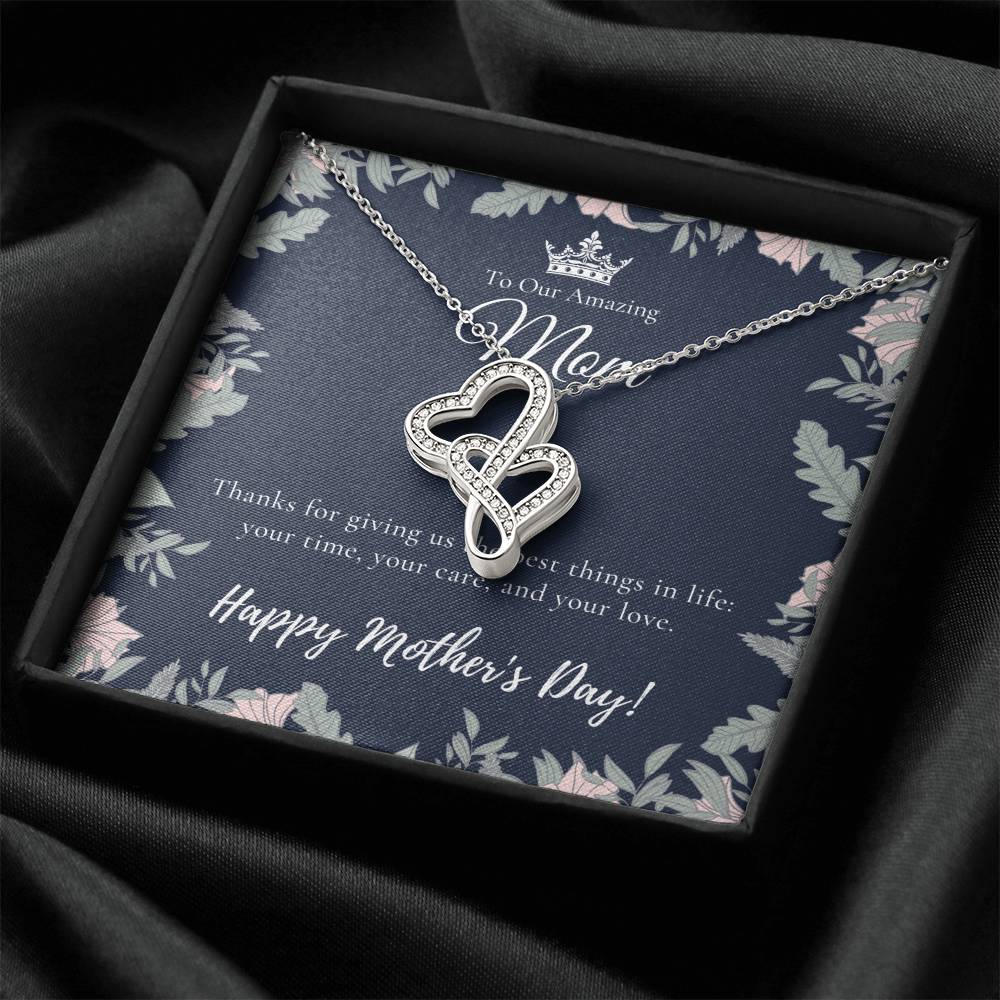 To Our Amazing Mom Necklace  Happy Mother’S Day Gift  Personalized Mom Gift  Mothers Necklace  Gift For Mom  Best Mom  Double Hearts Necklace