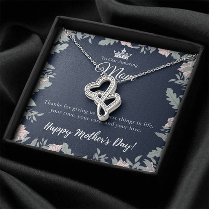 To Our Amazing Mom Necklace  Happy Mother’S Day Gift  Personalized Mom Gift  Mothers Necklace  Gift For Mom  Best Mom  Double Hearts Necklace