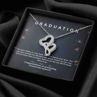 Editing Graduation Gifts For Her Necklace - Best Gift For Her On Graduation Motivational Necklace New Grad Jewelry Gif Double Hearts Necklace