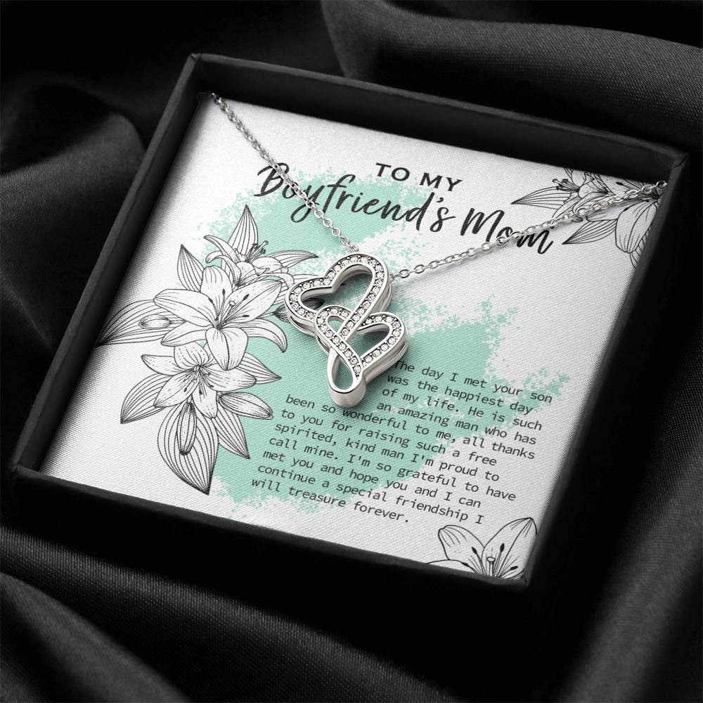 Gift For Boyfriend's Mom To My Boyfriend's Mom Boyfriend's Mom Gift Mother's Day Birthday Gift Women's Jewelry Gift Double Hearts Necklace
