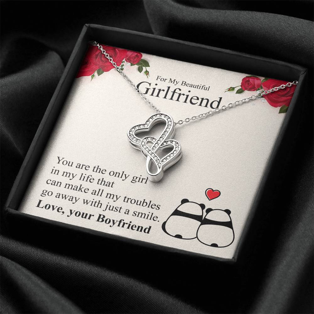 Valentines Gifts For Girlfriend Necklace Valentine's Day Gift For Her?? Double Hearts Necklace