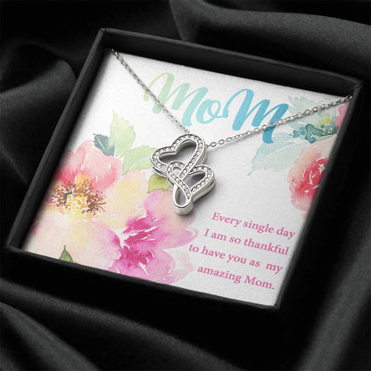 Amazing Mom  Gift Double Hearts Necklace
