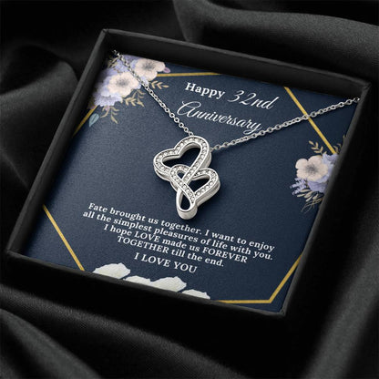 32 Year Anniversary Gift For Wife 32 Years Together For 32Nd Anniversary Anniversary Gift For Anniversary For Her Doub Double Hearts Necklace