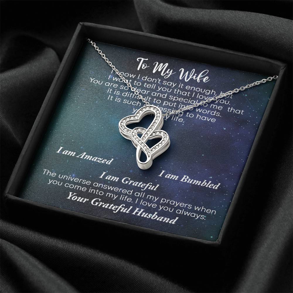 Wife Birthday Gift To My Wife Necklace Anniversary Gift For Wife Wife Gift From Husband Husband To Wife Necklace Valen Double Hearts Necklace
