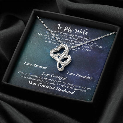 Wife Birthday Gift To My Wife Necklace Anniversary Gift For Wife Wife Gift From Husband Husband To Wife Necklace Valen Double Hearts Necklace