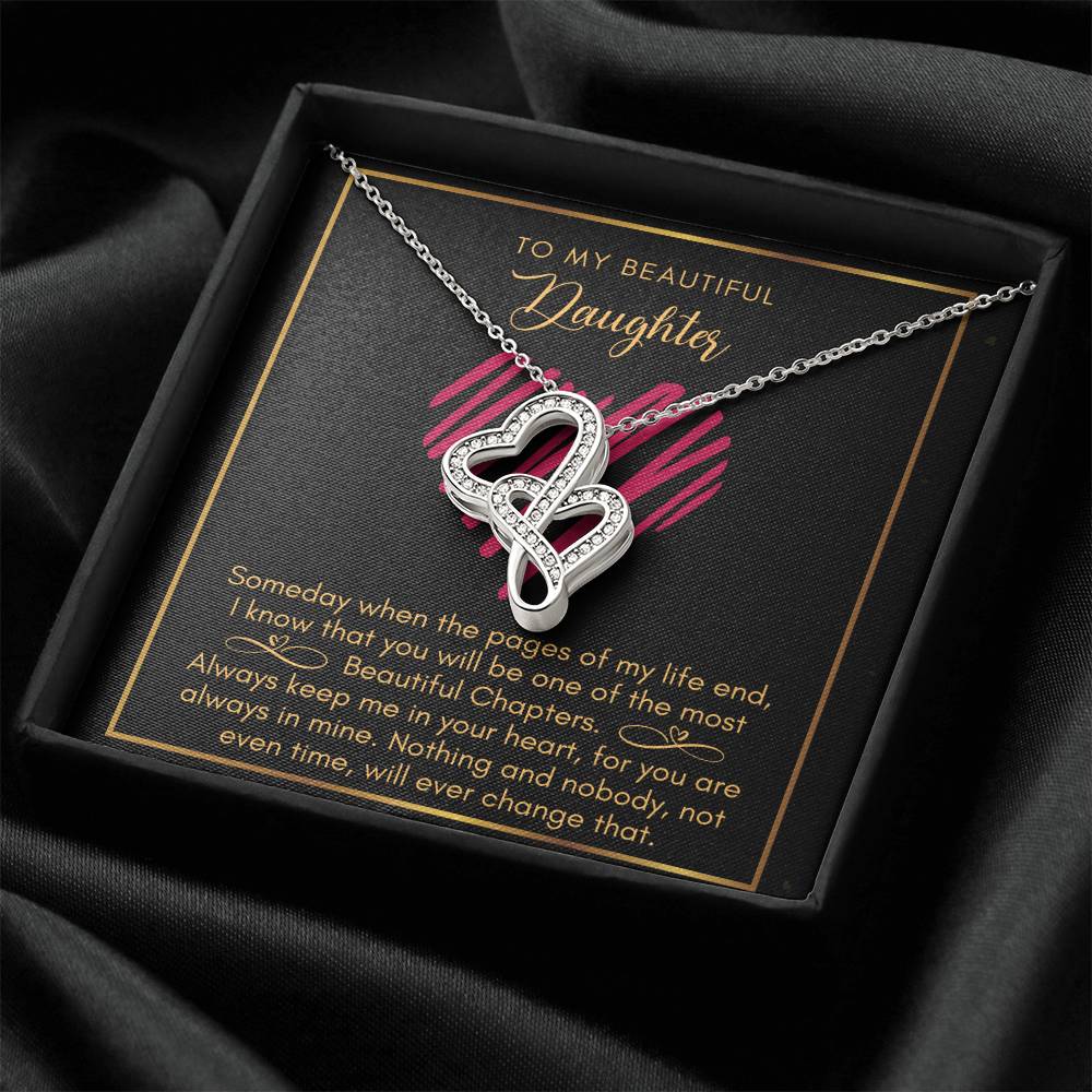 Daughter Most Beautiful Chapters Double Heart Necklace Double Hearts Necklace