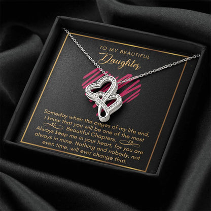 Daughter Most Beautiful Chapters Double Heart Necklace Double Hearts Necklace