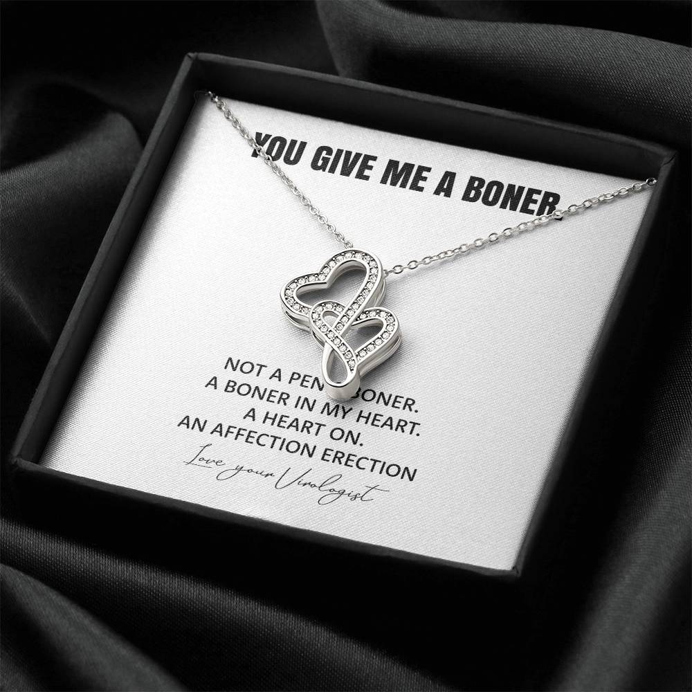 You Give Me A Heart Boner An Affection Erection  Funny & Sarcastic Love For Her Mature Best Fu 5 Double Hearts Necklace