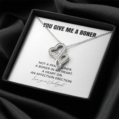 You Give Me A Heart Boner An Affection Erection  Funny & Sarcastic Love For Her Mature Best Fu 5 Double Hearts Necklace