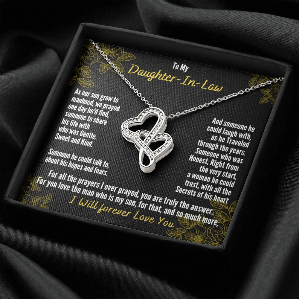 A Gift For Daughter In Law  - You Are Truly The Answer 2 Double Hearts Necklace