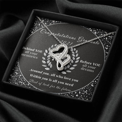 Congratulations Graduate Of 2021 Double Hearts Necklace