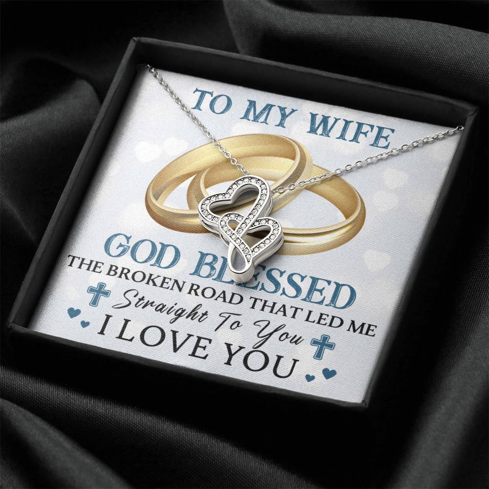 To My Wife Double Hearts Necklace