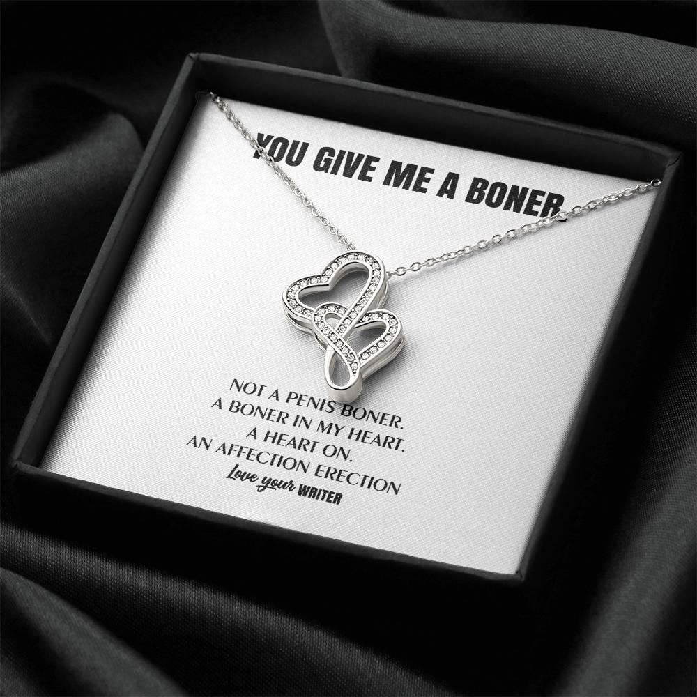 You Give Me A Heart Boner An Affection Erection  Funny & Sarcastic Love For Her Mature Best Fu 4 Double Hearts Necklace