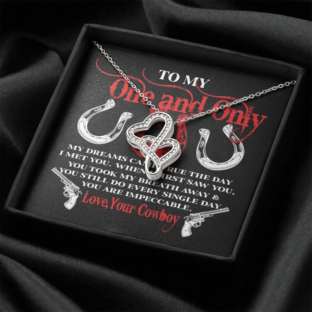 Gift For Her From Cowboy My Dreams Came True The Day I Met You  Double Hearts Necklace