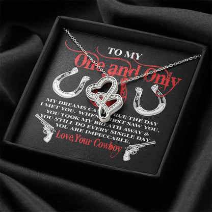 Gift For Her From Cowboy My Dreams Came True The Day I Met You  Double Hearts Necklace