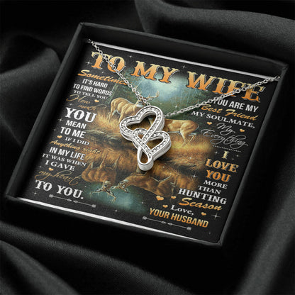 To My Wife-Double Joined Hearts Pendant Double Hearts Necklace