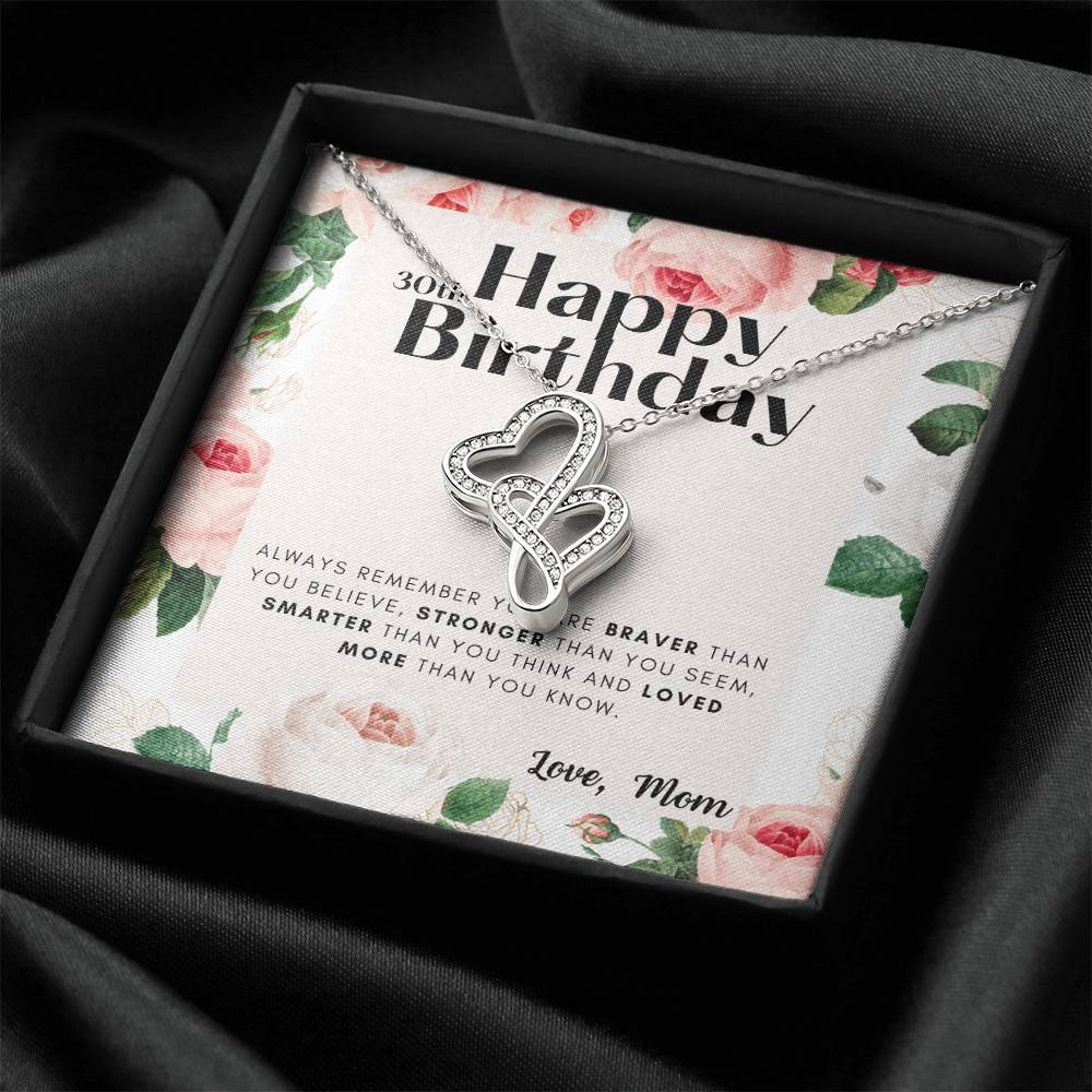 30Th Birthday Gifts For Daughter  Necklace For Daughter  3 Decade Jewelry  30 Years Old  30Th Birthday Gift Necklace   Double Hearts Necklace