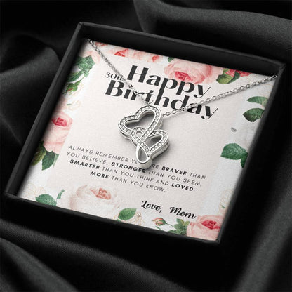 30Th Birthday Gifts For Daughter  Necklace For Daughter  3 Decade Jewelry  30 Years Old  30Th Birthday Gift Necklace   Double Hearts Necklace