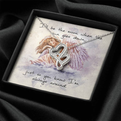 Double Heart Necklace– Angel Message Card Double Hearts Necklace