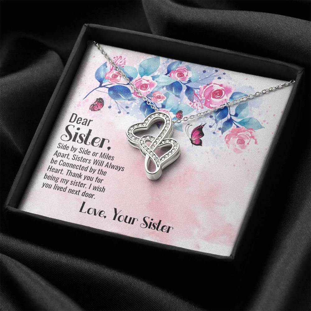 Dear Sister - Love Your Sister -  Double Hearts Necklace