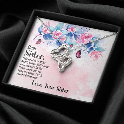 Dear Sister - Love Your Sister -  Double Hearts Necklace