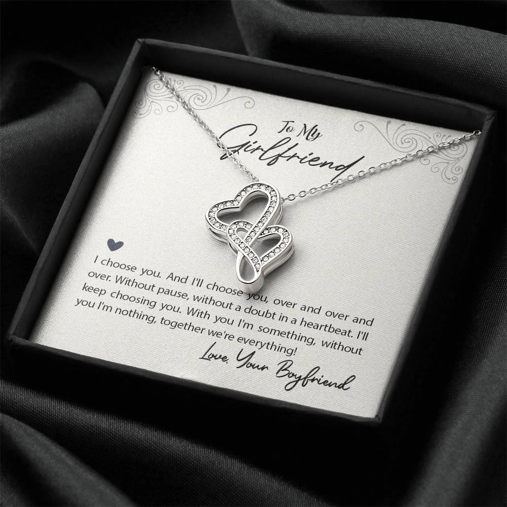 Without You I'm Nothing Together We're Everything Double Hearts Necklace