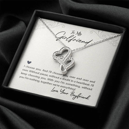 Without You I'm Nothing Together We're Everything Double Hearts Necklace