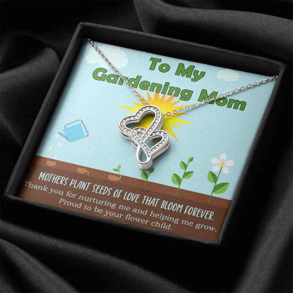 Gardening Mom Mothers Day Gift From Daughter Or Son Double Hearts Necklace