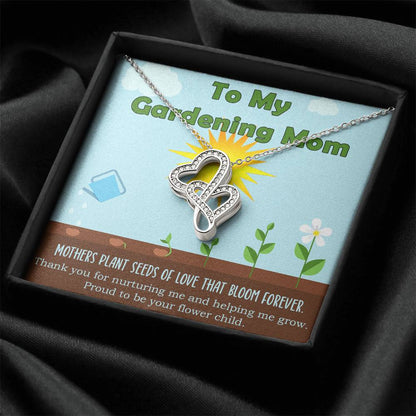 Gardening Mom Mothers Day Gift From Daughter Or Son Double Hearts Necklace
