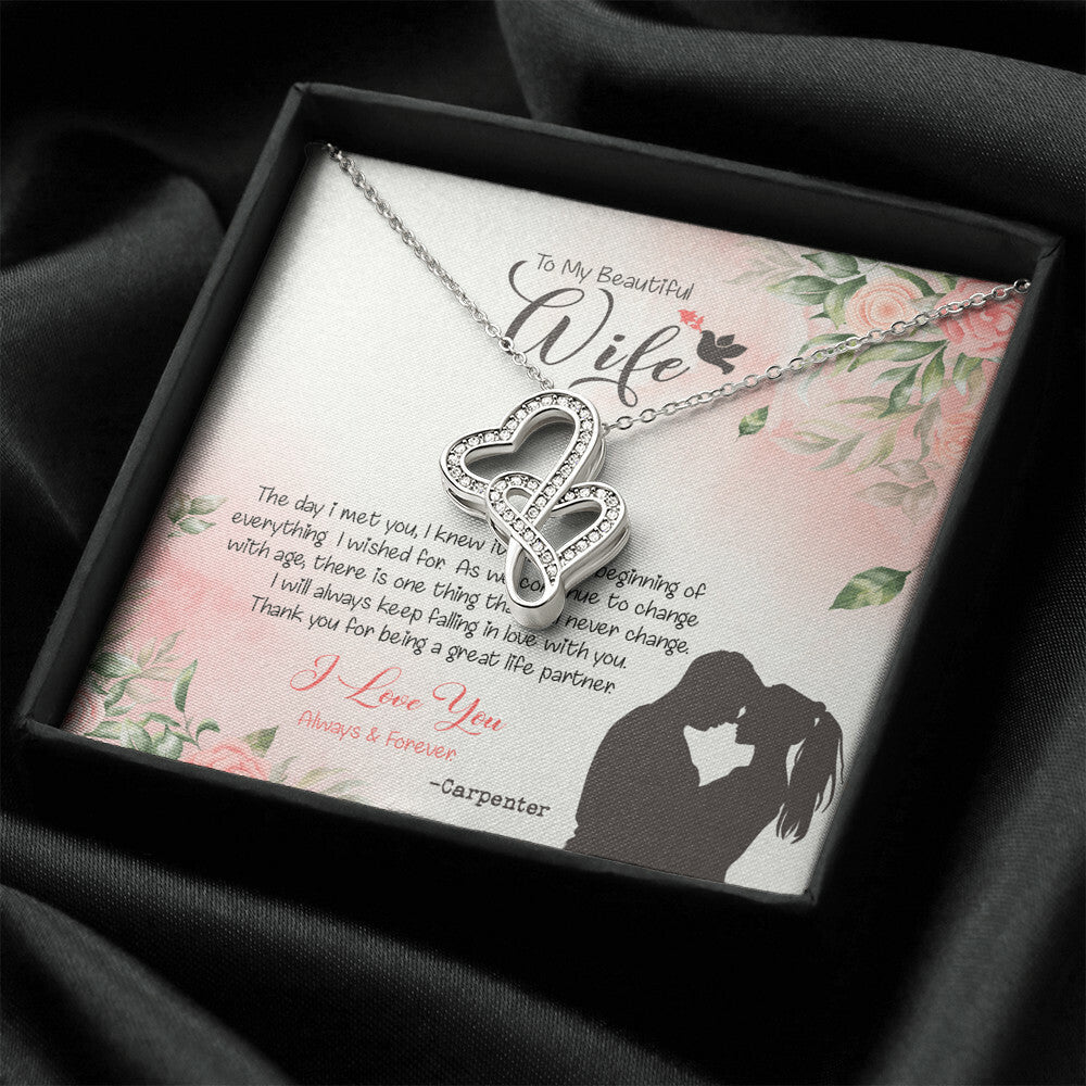 Carpenter's Wife Dazzling Pendant Double Hearts Necklace