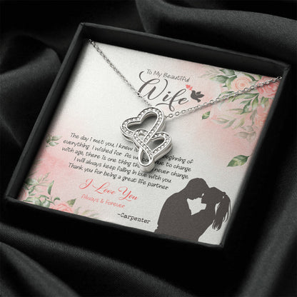 Carpenter's Wife Dazzling Pendant Double Hearts Necklace